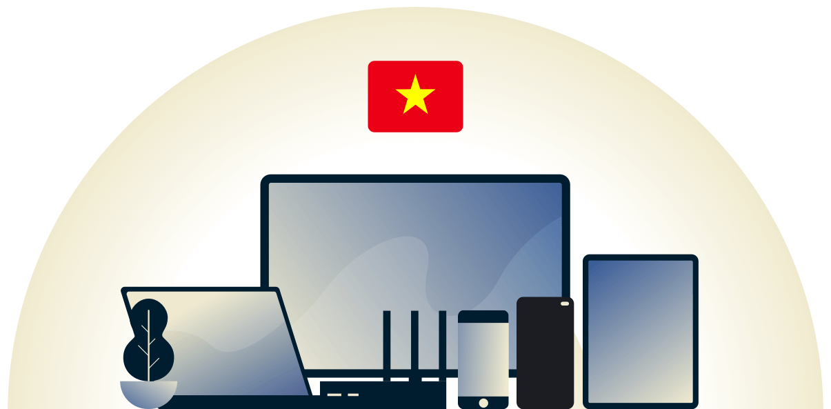 Vietnã VPN protegendo uma variedade de dispositivos.